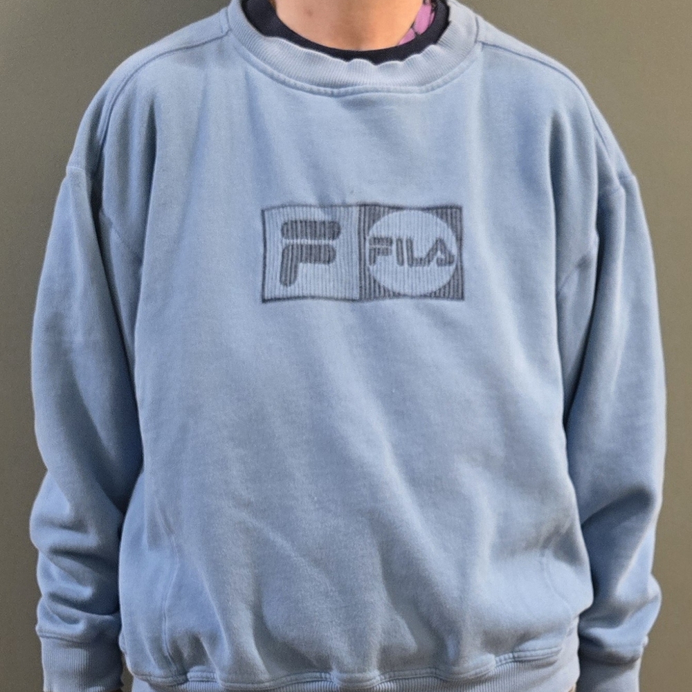 Fila Blue Crewneck Sweater with Ribbed Cuffs